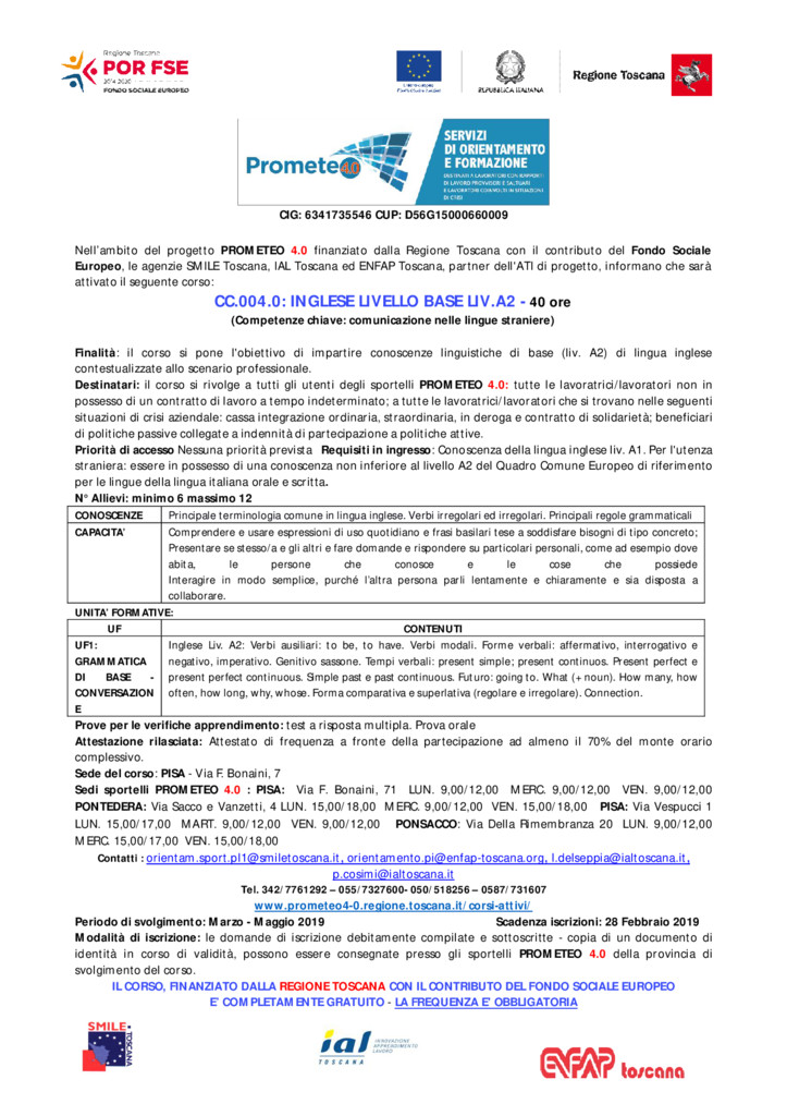 thumbnail of CC 004 – INGLESE LIV A2 PROMETEO PISA 2019
