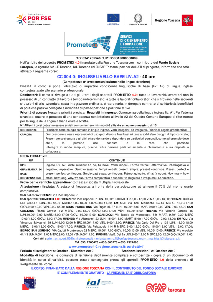 thumbnail of FIRENZE cc 004 – INGLESE LIV A2 – SETT 2019