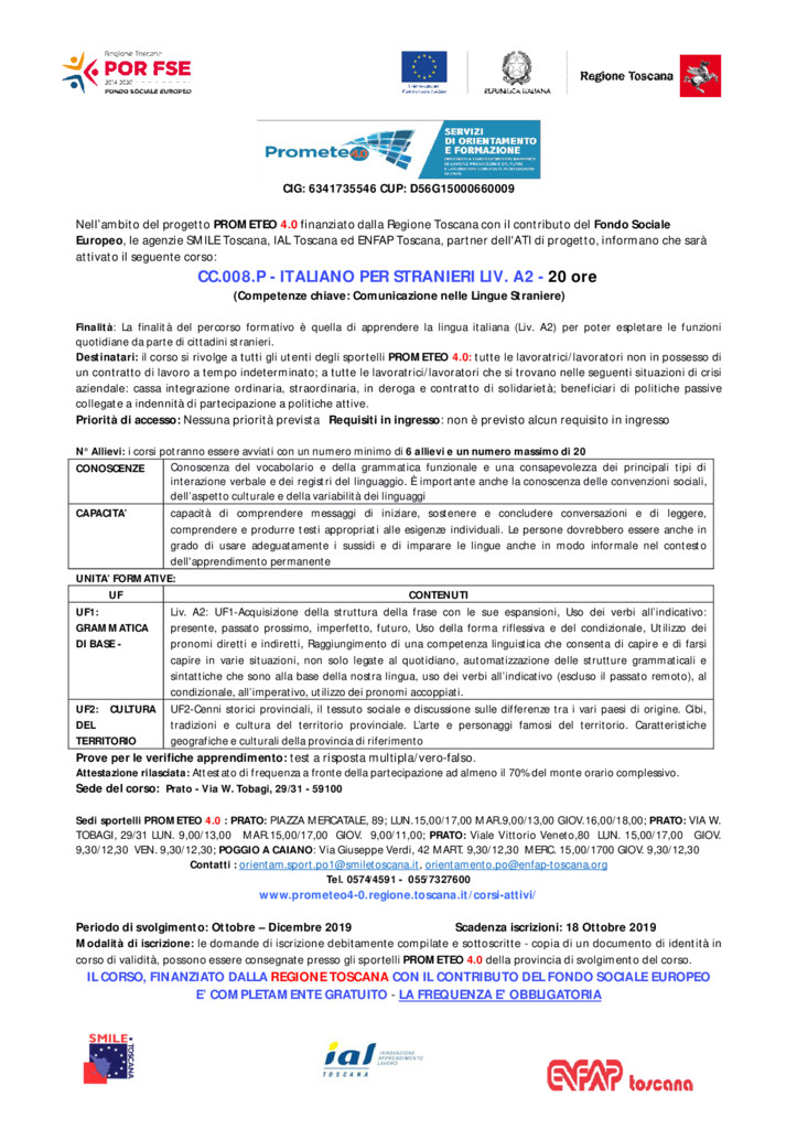 thumbnail of PRATO CC 008P – Italiano per stranieri A2 2019