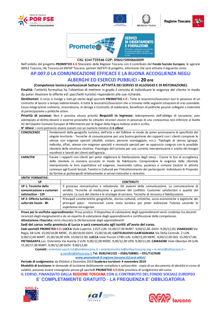 thumbnail of AP.007.0 LA COMUNICAZIONE EFFICACE E LA BUONA ACCOGLIENZA NEGLI ALBERGHI ED ESERCIZI PUBBLICI